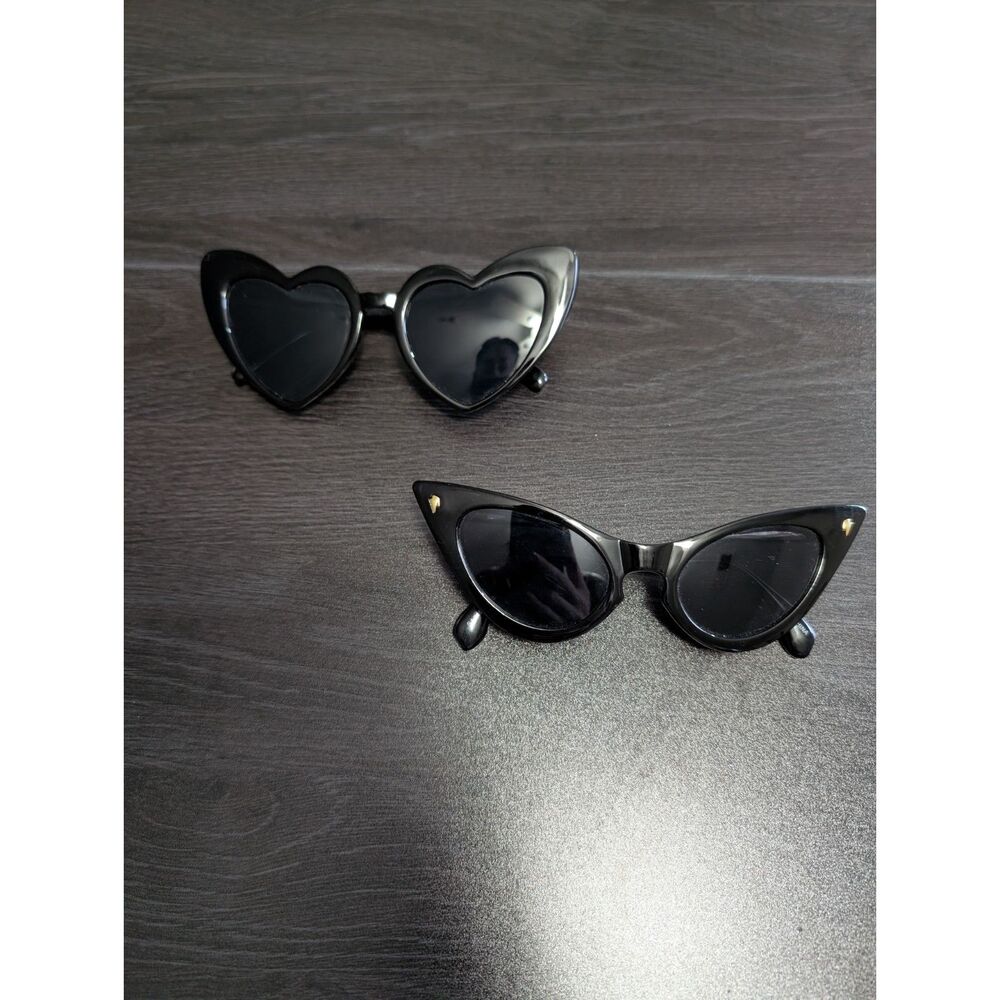 Black Sunglasses Bundle Set Cat Eye & Heart Shaped Retro Y2K festival